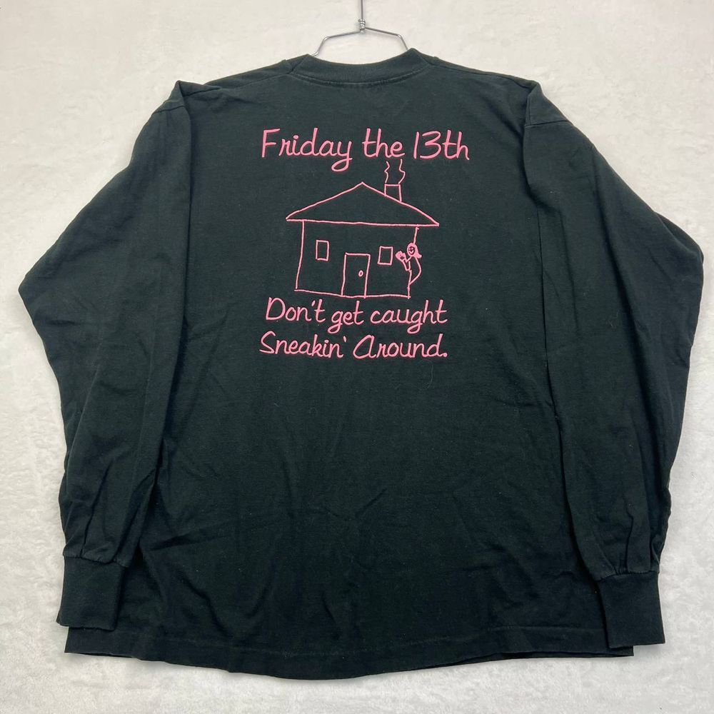 Vintage Friday the 13th Shirt Men XL Black Fruit of the Loom Long Sleeve Cotton